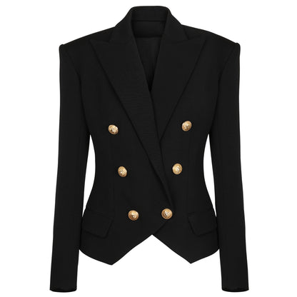 Klassieke damesblazer met dubbele rij gouden knopen