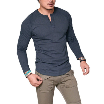 Heren T-shirt met ronde hals en lange mouwen