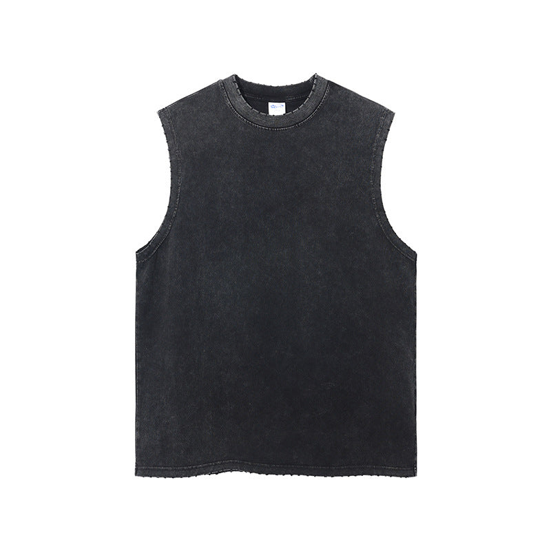 Mens and Womens Clothing Wash Water Retro Vintage Vintage Batik Rubbed Hem Mens Sweetheart Tank Top Loose Bottoming