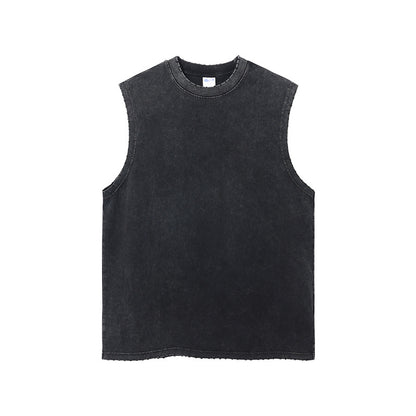 Mens and Womens Clothing Wash Water Retro Vintage Vintage Batik Rubbed Hem Mens Sweetheart Tank Top Loose Bottoming