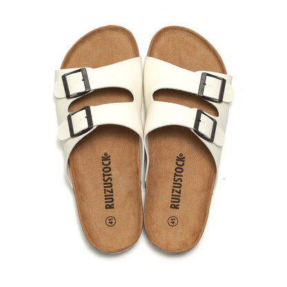Kurken strandsandalen met gespen voor heren