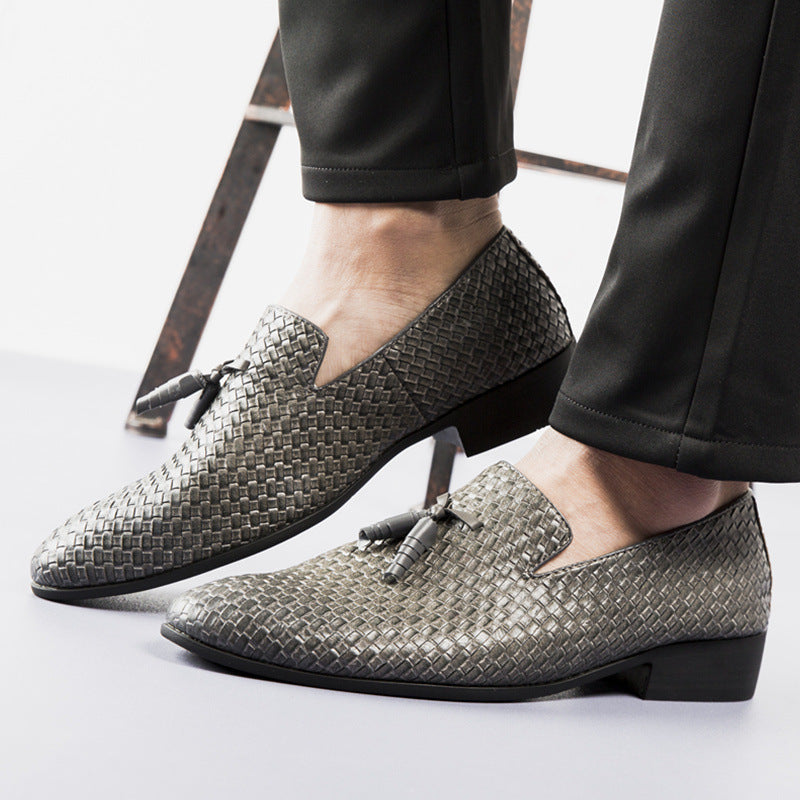 Heren geweven kwast leren loafers