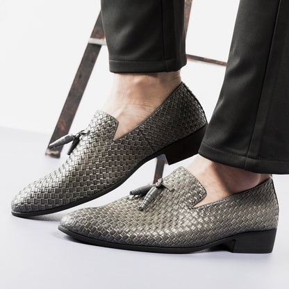 Heren geweven kwast leren loafers
