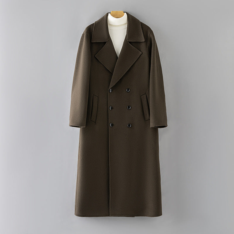 Extended-Length Wool Coat for Men