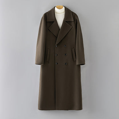 Extended-Length Wool Coat for Men