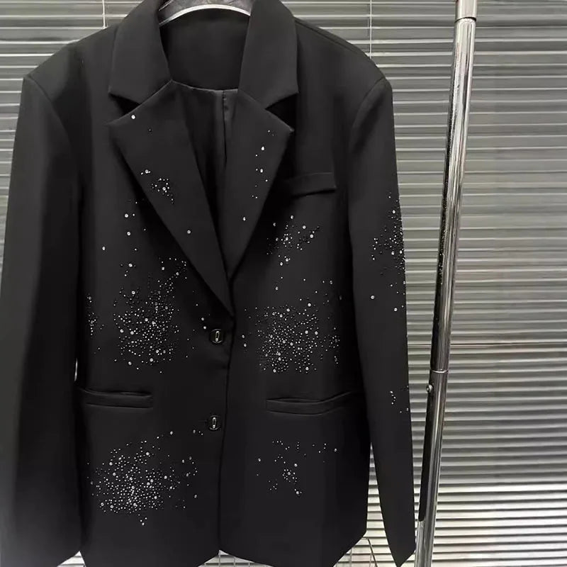 Modieuze damesblazer met lange mouwen en strasssteentjes