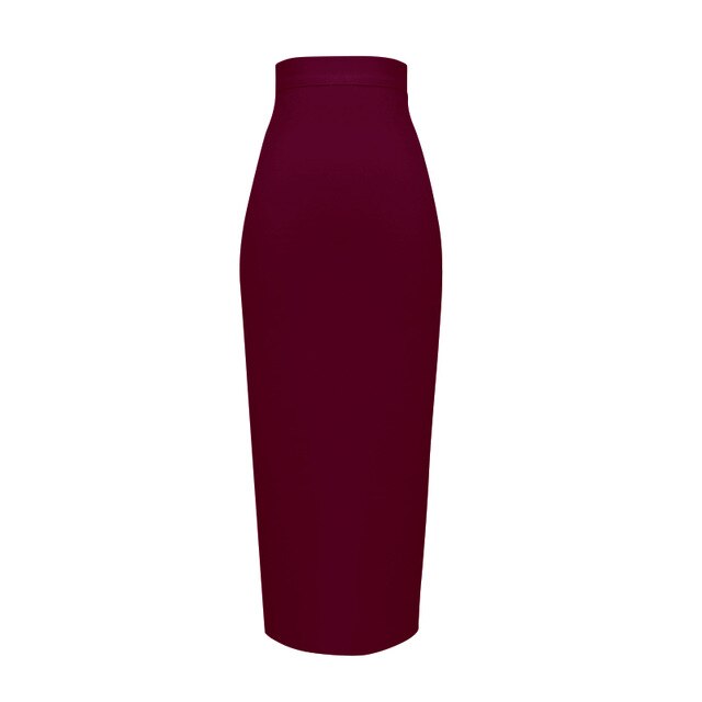 Sexy Bandage Midi Rok met Ritssluiting en Split