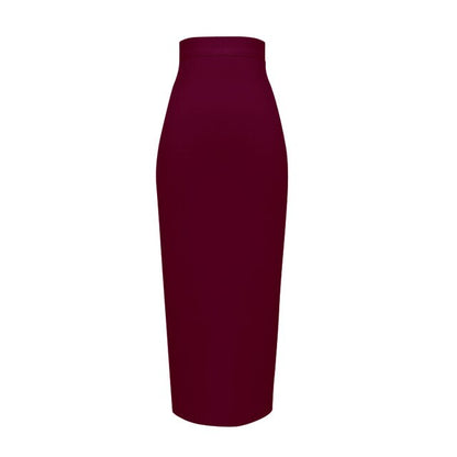 Sexy Bandage Midi Rok met Ritssluiting en Split