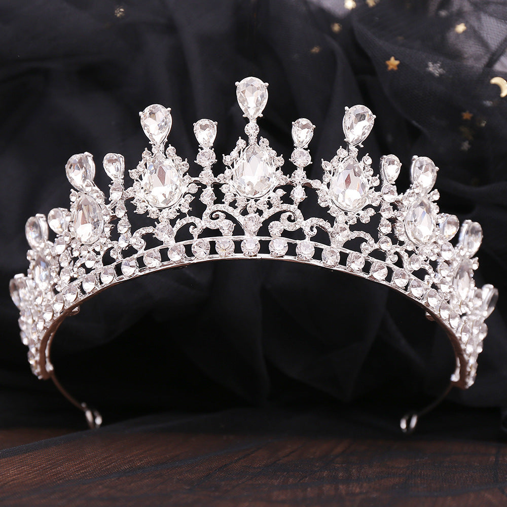 Bride Crown Baroque Water Drop Diamond Princess Crown Performance Birthday Headwear Wedding Dress Accessories