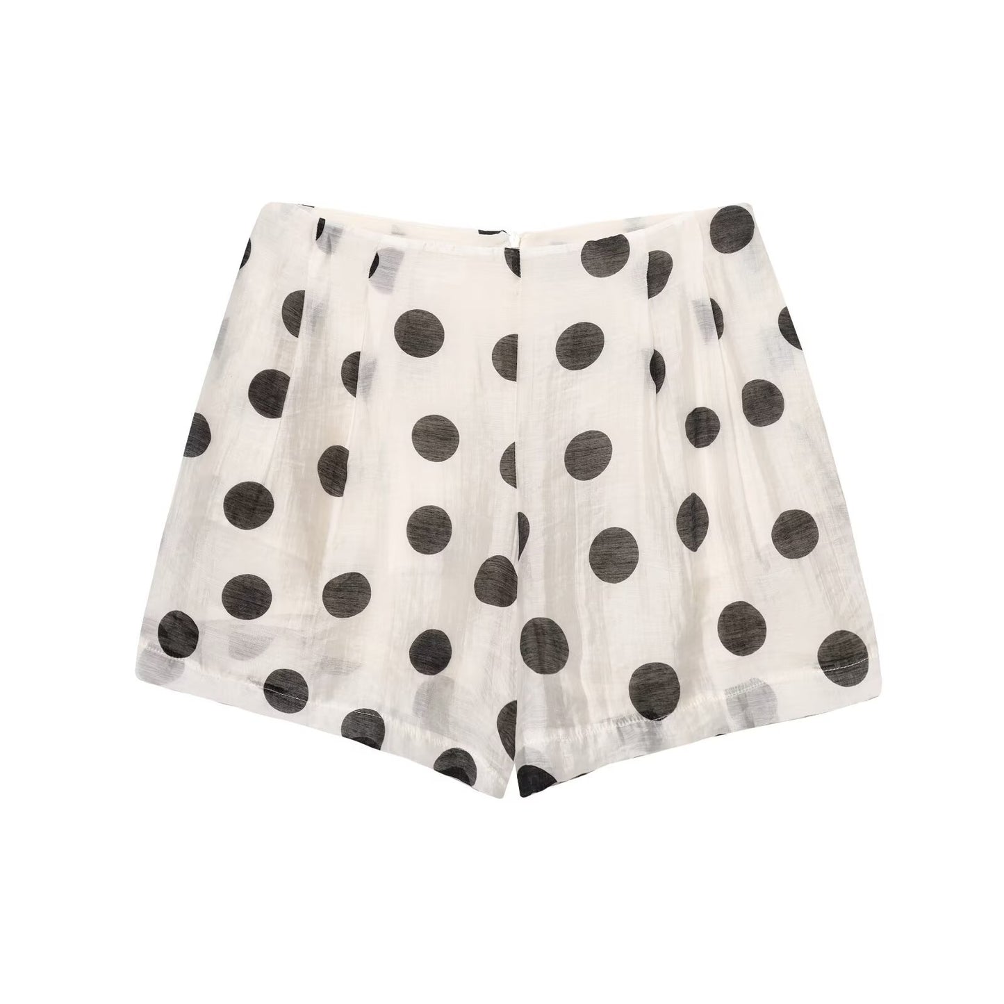 Polka neck top+casual shorts set for women