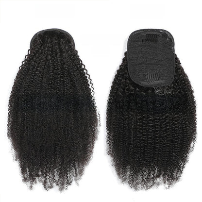 Real hair drawstring ponytail
