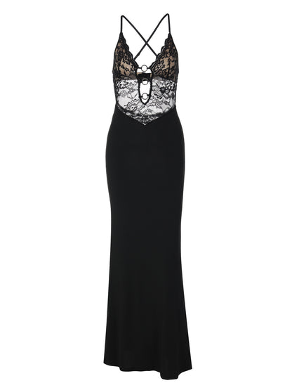 Fashionable halter top long dress