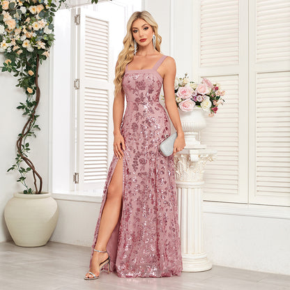 Elegant Strapless Sequin Evening Gown