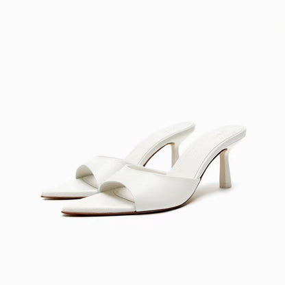 Summer New Women's Shoes Sandals Silver Pointed Open Toe Slippery Slippery Slippery Slim Back High Heel