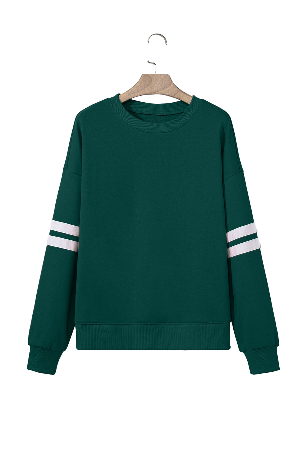 Preppy sweatshirt met strepen op de mouwen en een losse pasvorm