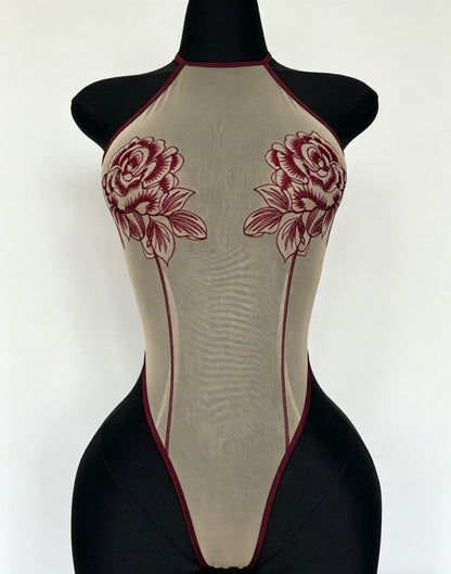 Mesh Backless Jumpsuit Bodysuit
