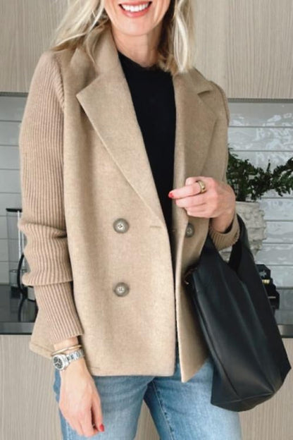 Women's Elegant Wool Stitching Coat