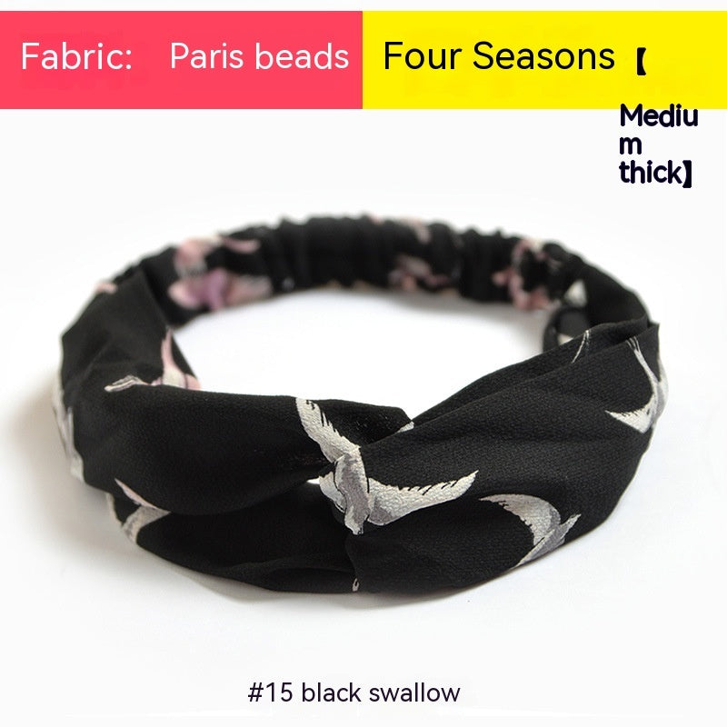 Elastische gekruiste chiffon hoofdband in Boheemse stijl