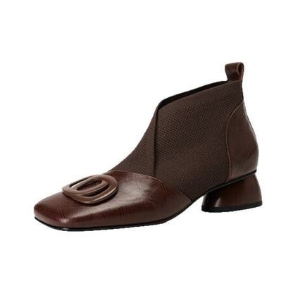 Women's Retro Square-Toe Chunky Heel Shoes