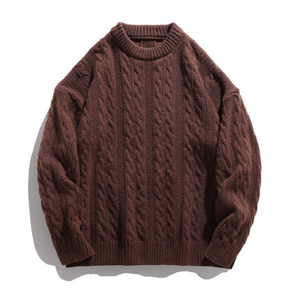 Texture knitted crew-neck sweater