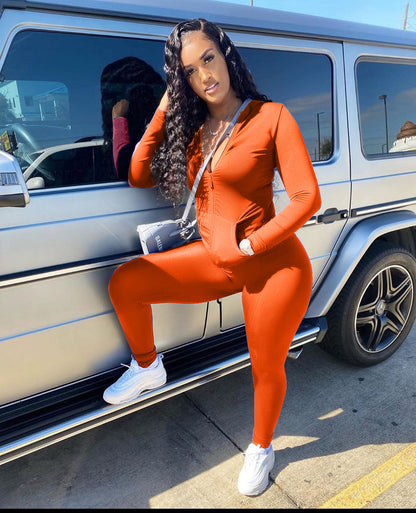 Casual tweedelig pak met rits en zakken