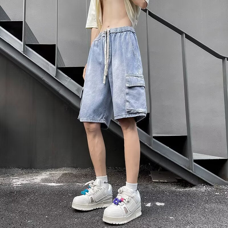 Workwear denim men's loose summer men's straight leg pants
