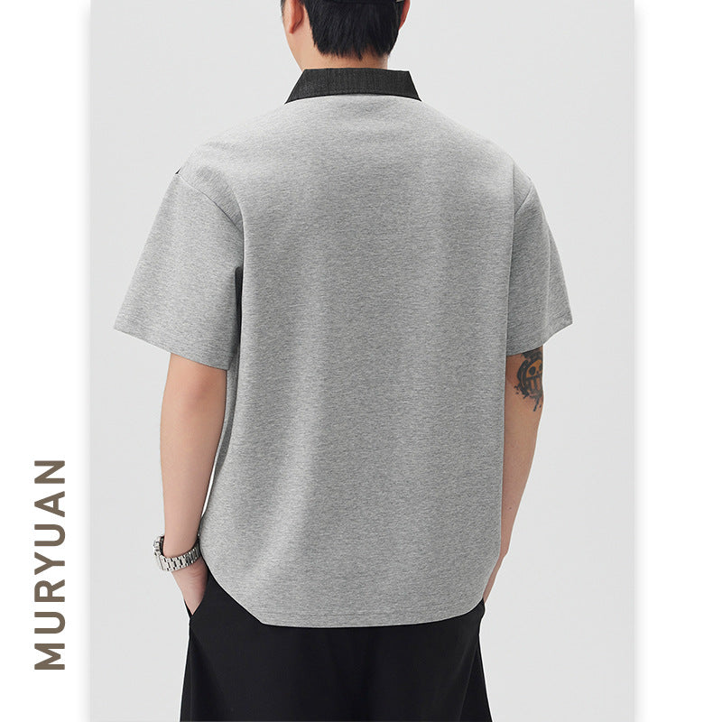 Poloshirt met retro kraag en kleurblokkendesign voor heren