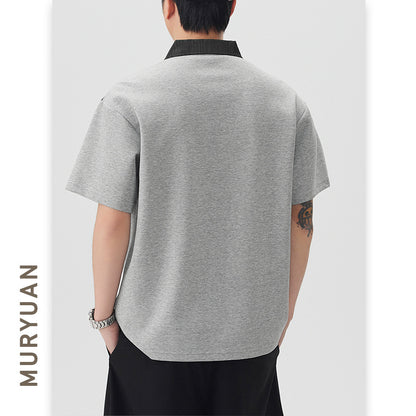 Poloshirt met retro kraag en kleurblokkendesign voor heren