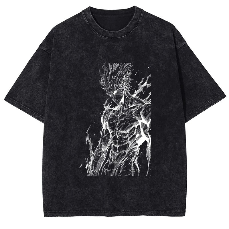 Summer Hot Selling One Punch Man AnimePrinted T-Shirt Summer Cotton Washed Vintage Short Sleeve