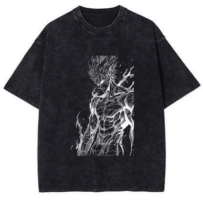 Summer Hot Selling One Punch Man AnimePrinted T-Shirt Summer Cotton Washed Vintage Short Sleeve