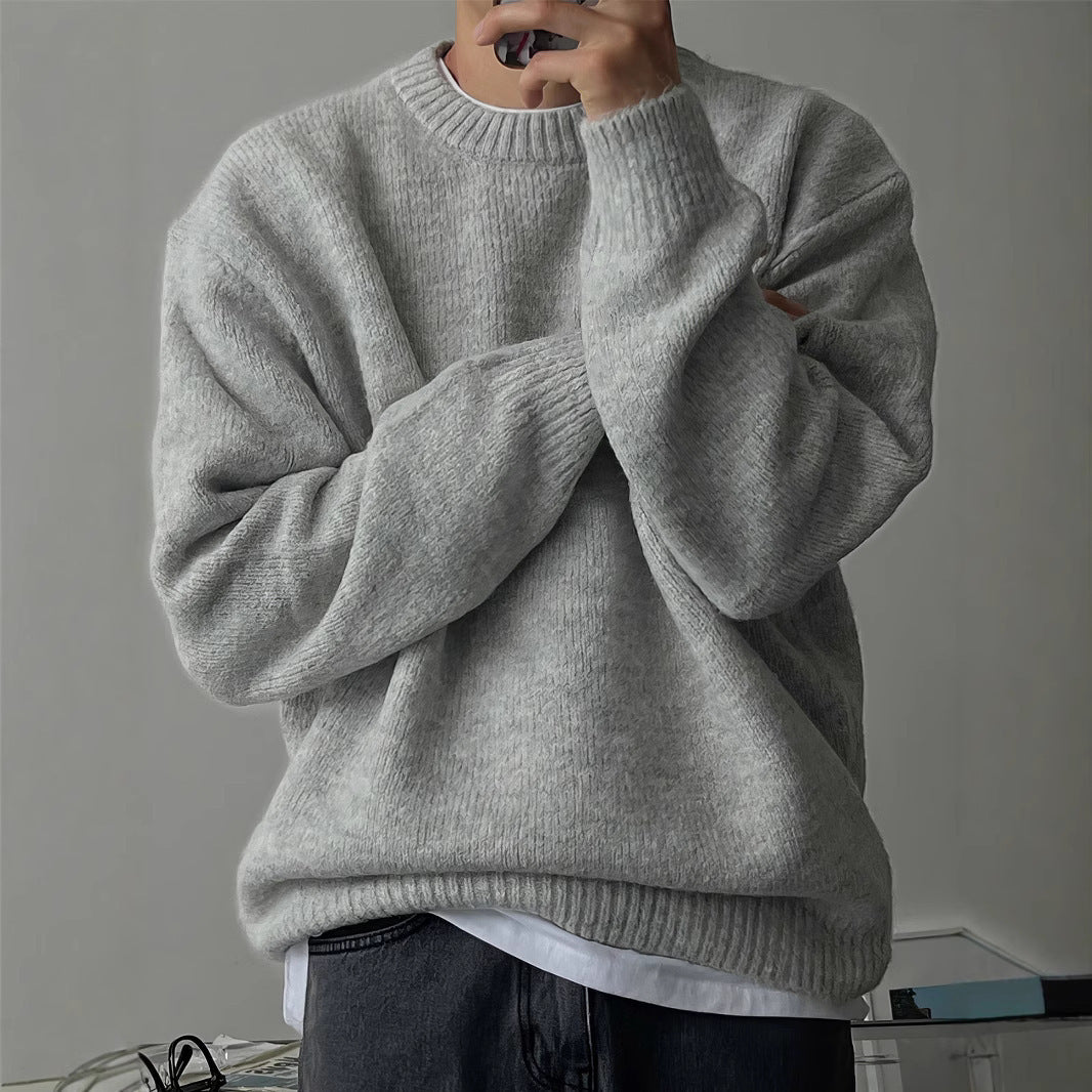 Mens Solid Color Knit Sweater