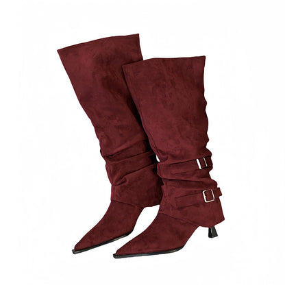 Women's Detachable Buckle High Heel Boots