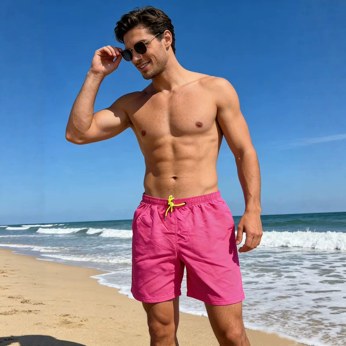 Men Summer Casual Shorts Quick Dry Loose Fit Beach Shorts