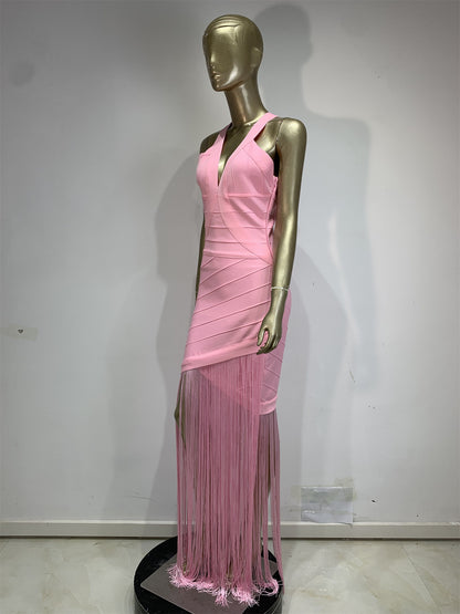 Bandage Tassel Long Dress