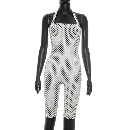 Halter Neck Slim Fit Three-Quarter Jumpsuit