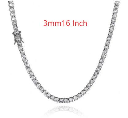 S925 Zilveren Moissanite Enkelrijige Tennisketting Unisex