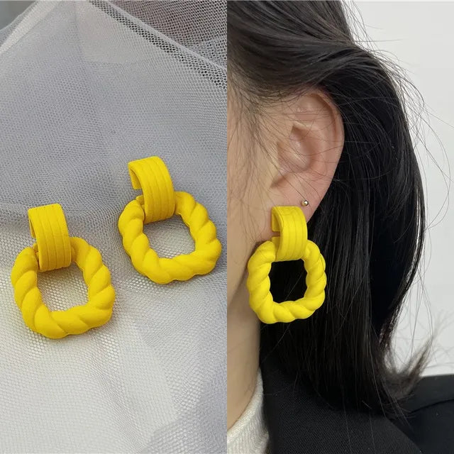 Boho Women's Acrylic Hoop Earrings New Fashion Geometric Twist Dangle Earrings  Trend Female Jewelry Gifts