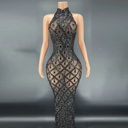 Rhinestone Silver Dress Plus Size