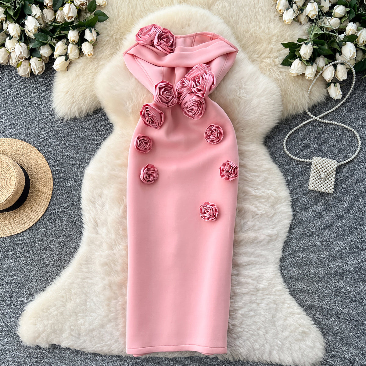 Strapless Floral Dress