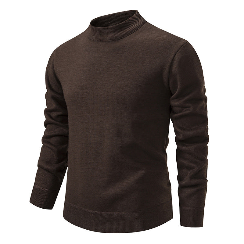 Men's Thickened Fleece-Lined Crew Neck Knit Sweater Autumn Winter