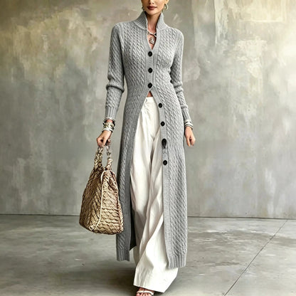 Women's Twist Pattern Stand Collar Long Sleeve Sweater