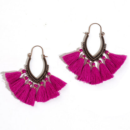 Fringe Vintage Boho Bohemian Ethnic Tassel Drop Dangle Hanging Earrings for Women Female Trendy Jewelry Accessories