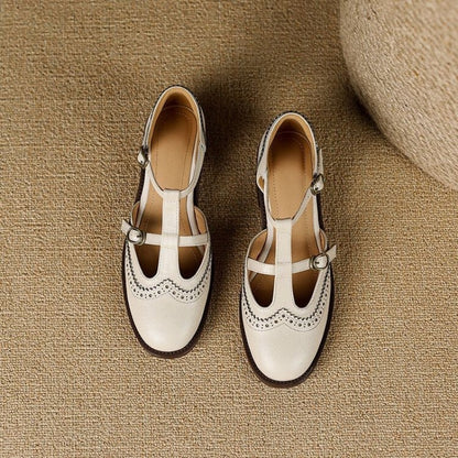 Womens Retro Mary Jane Chunky Heel Loafers