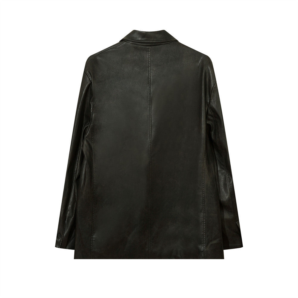 Amerikaans effen PU-leren colbert voor heren