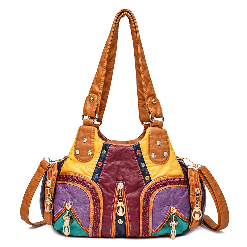 Trendy Patchwork Single-Shoulder Bag