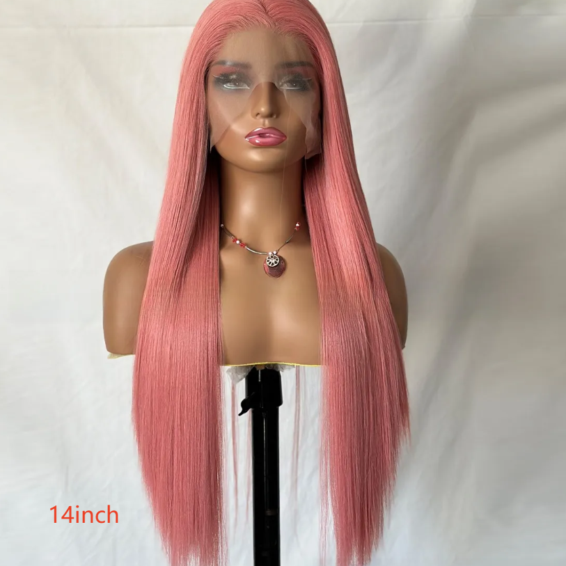 Front lace pink long straight hair