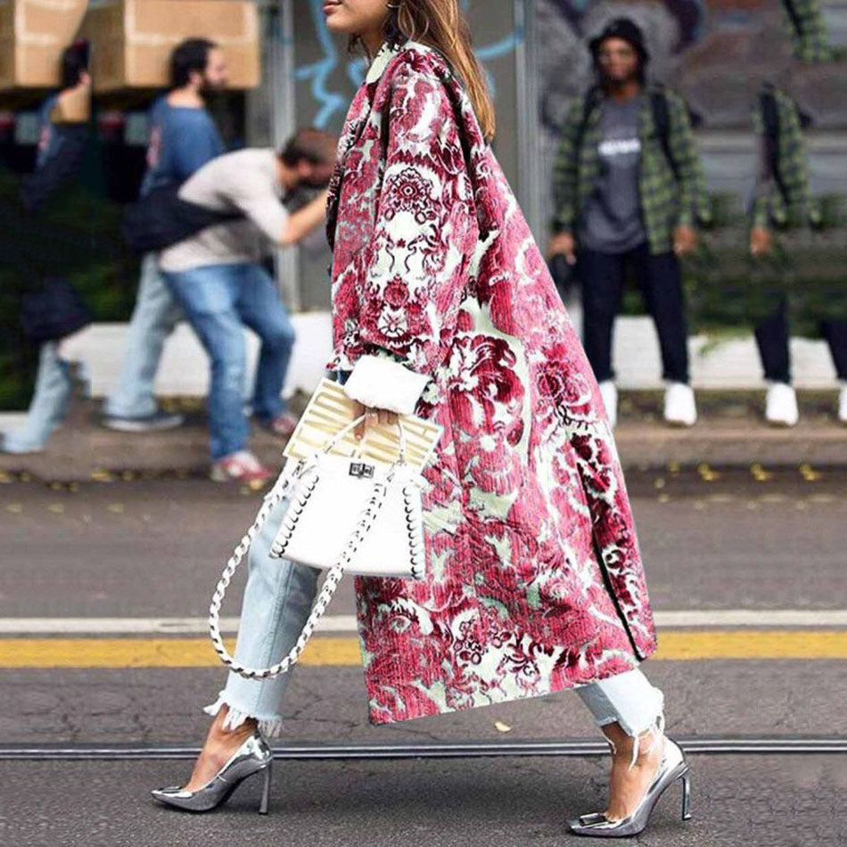 Losse Wollen Jas Met Print