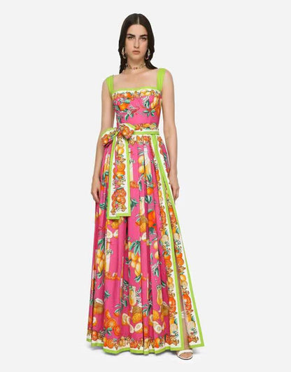 Elegant Stylish Maxi Dress Summer Camisole Strapless Slim Flower Pattern Dresses Lace Up Sashes Boho Dress