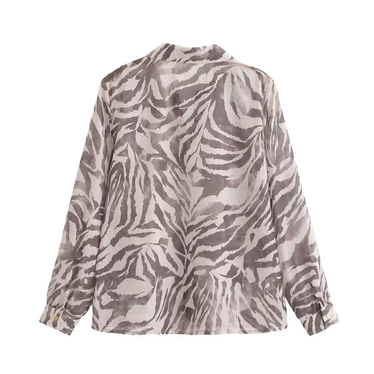 European and American summer new style fashionable lapel long sleeved single breasted versatile printed shirt for women