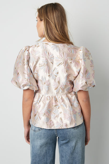 Top met korte mouwen en bloemenprint